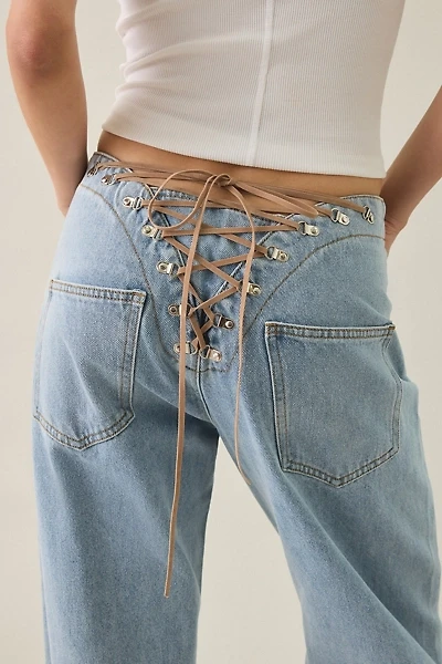 Lioness Totti Lace-Up Low-Rise Straight Leg Jeans