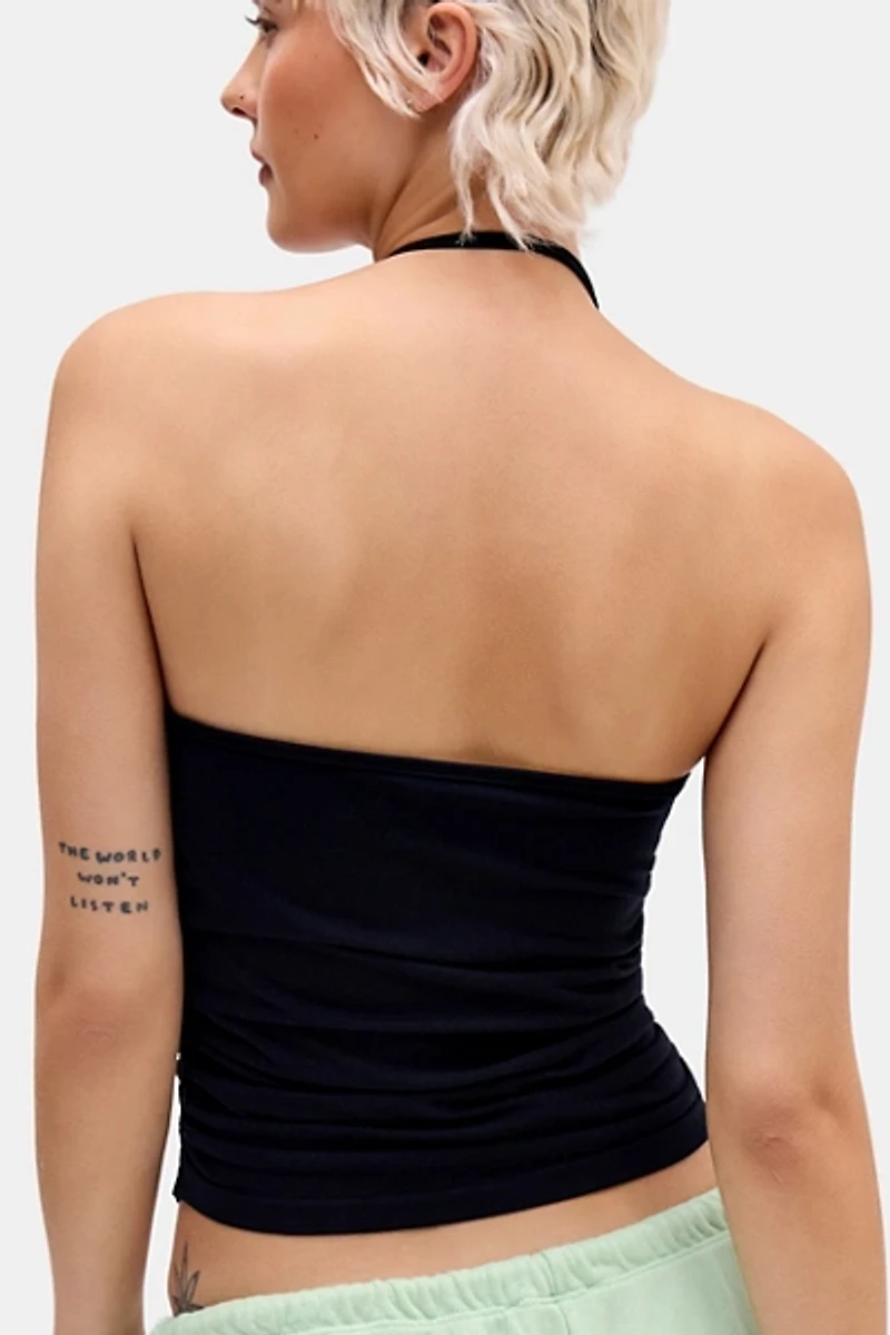 UO Cece Buckle Detail Keyhole Cutout Halter Top