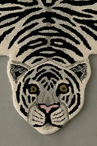 Jungle Tiger Shaped Tufted Wool Rug