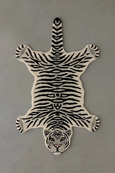 Jungle Tiger Shaped Tufted Wool Rug