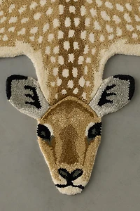 Antelope Shaped Tufted Wool Rug