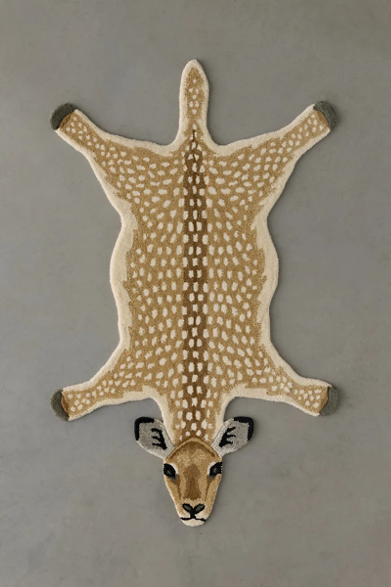 Antelope Shaped Tufted Wool Rug