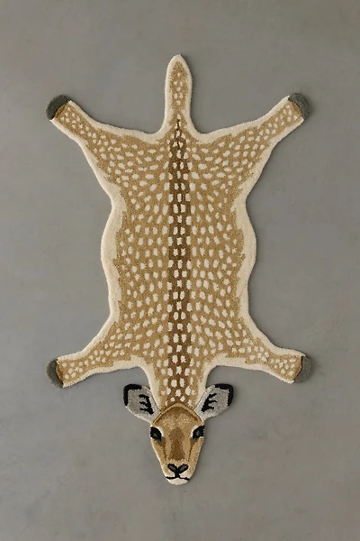 Antelope Shaped Tufted Wool Rug