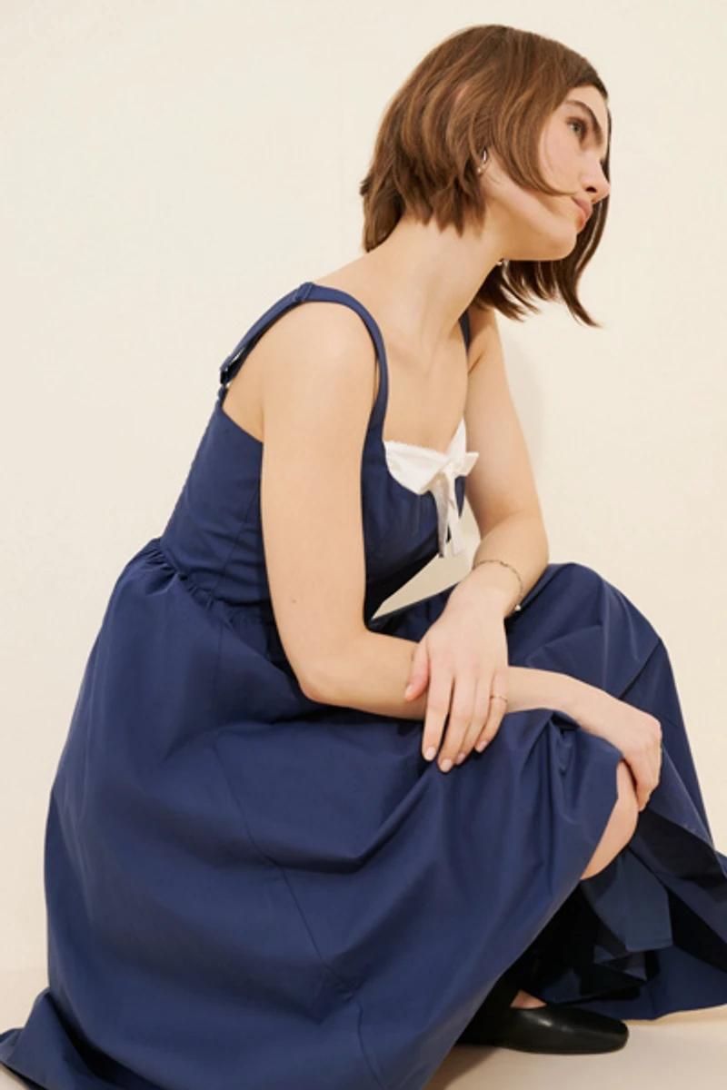 Lulu's Frankie Bow Front Poplin Dress