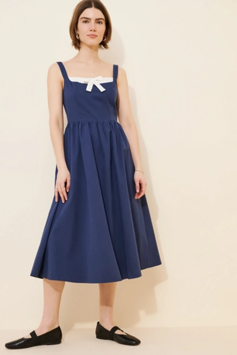 Lulu's Frankie Bow Front Poplin Dress