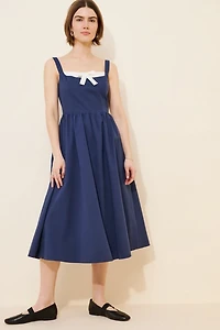 Lulu's Frankie Bow Front Poplin Dress