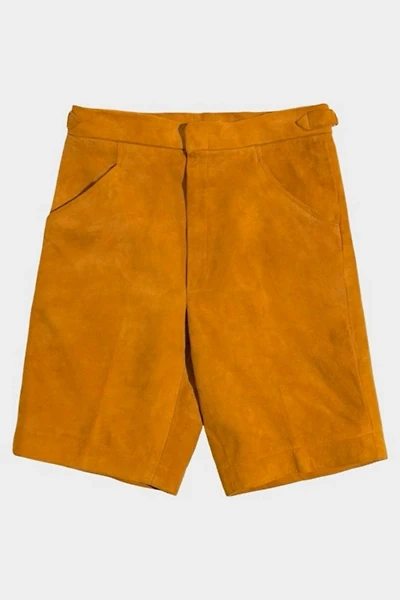 Vintage 1960’s Suede Leather High Waisted Floral Lined Bermuda Shorts