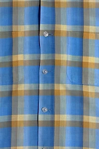 Vintage 1970’s Montgomery Ward Cropped Plaid Camp Collar Shirt