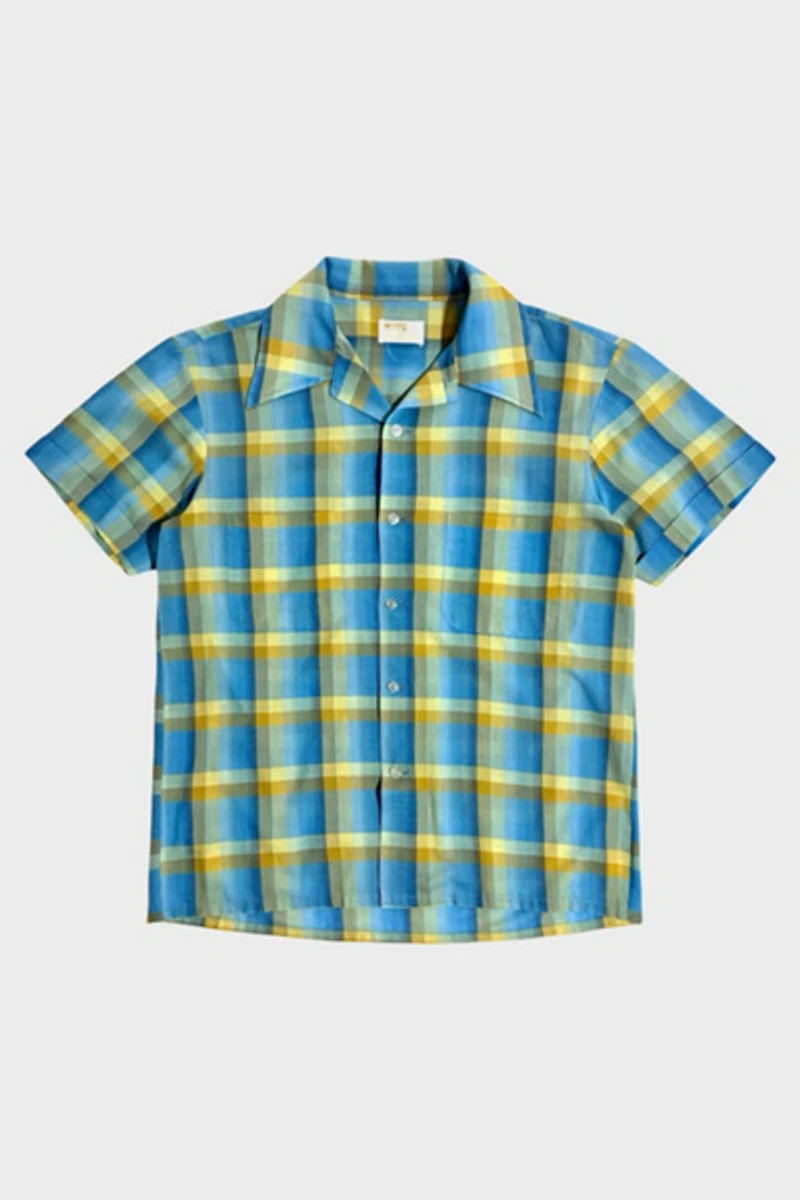 Vintage 1970’s Montgomery Ward Cropped Plaid Camp Collar Shirt