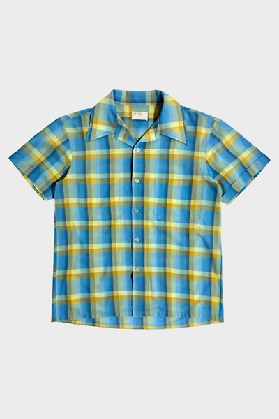 Vintage 1970’s Montgomery Ward Cropped Plaid Camp Collar Shirt