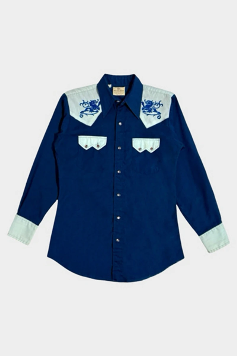 Vintage 1960’s Dee Cee Embroidered Western Pearl Snap Shirt