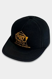 Vintage 1970's Cheyenne Wyoming Black Foam Trucker Hat