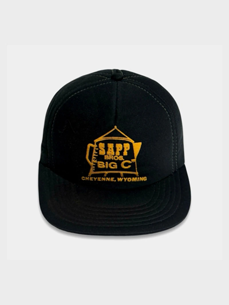 Vintage 1970's Cheyenne Wyoming Black Foam Trucker Hat