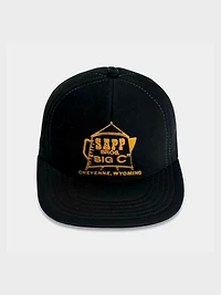 Vintage 1970's Cheyenne Wyoming Black Foam Trucker Hat