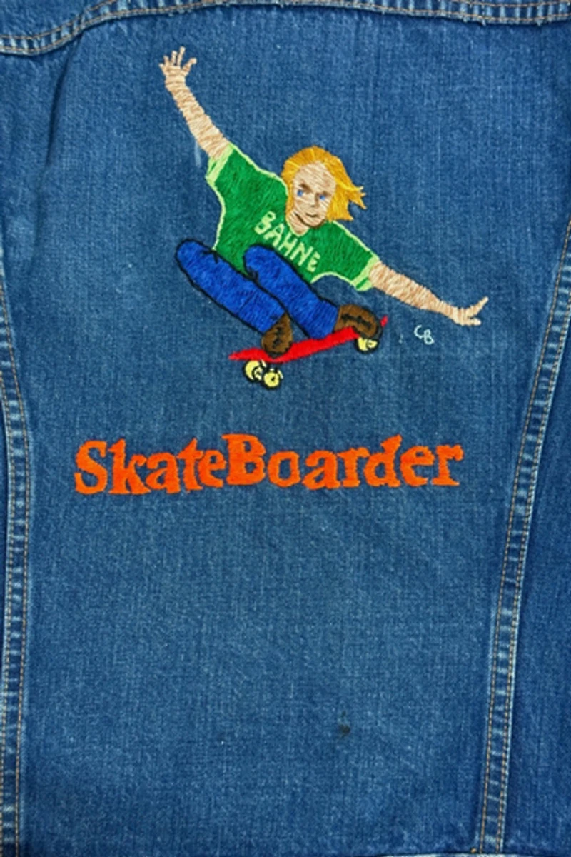Vintage 1970’s Levi’s X Skateboarder Magazine Hand Embroidered Denim Trucker Jacket