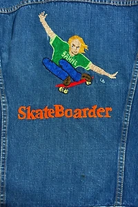 Vintage 1970’s Levi’s X Skateboarder Magazine Hand Embroidered Denim Trucker Jacket
