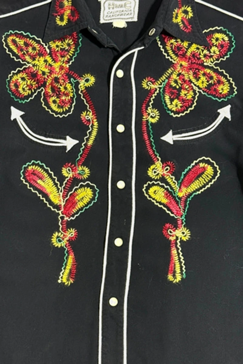 Vintage 1950's H Bar C Chainstitched Western Pearl Snap Shirt