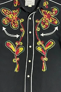 Vintage 1950's H Bar C Chainstitched Western Pearl Snap Shirt