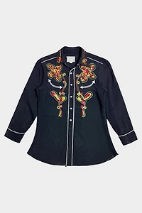 Vintage 1950's H Bar C Chainstitched Western Pearl Snap Shirt