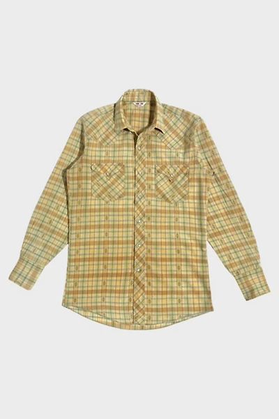 Vintage 1950's Long Tail Cactus Plaid Western Pearl Snap Shirt
