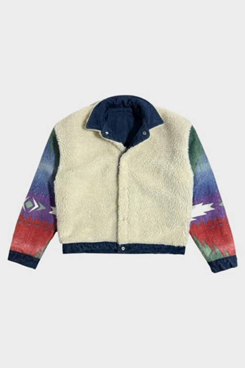 Vintage 1970’s Southwestern Reversible Sherpa Lined Denim Trucker Jacket