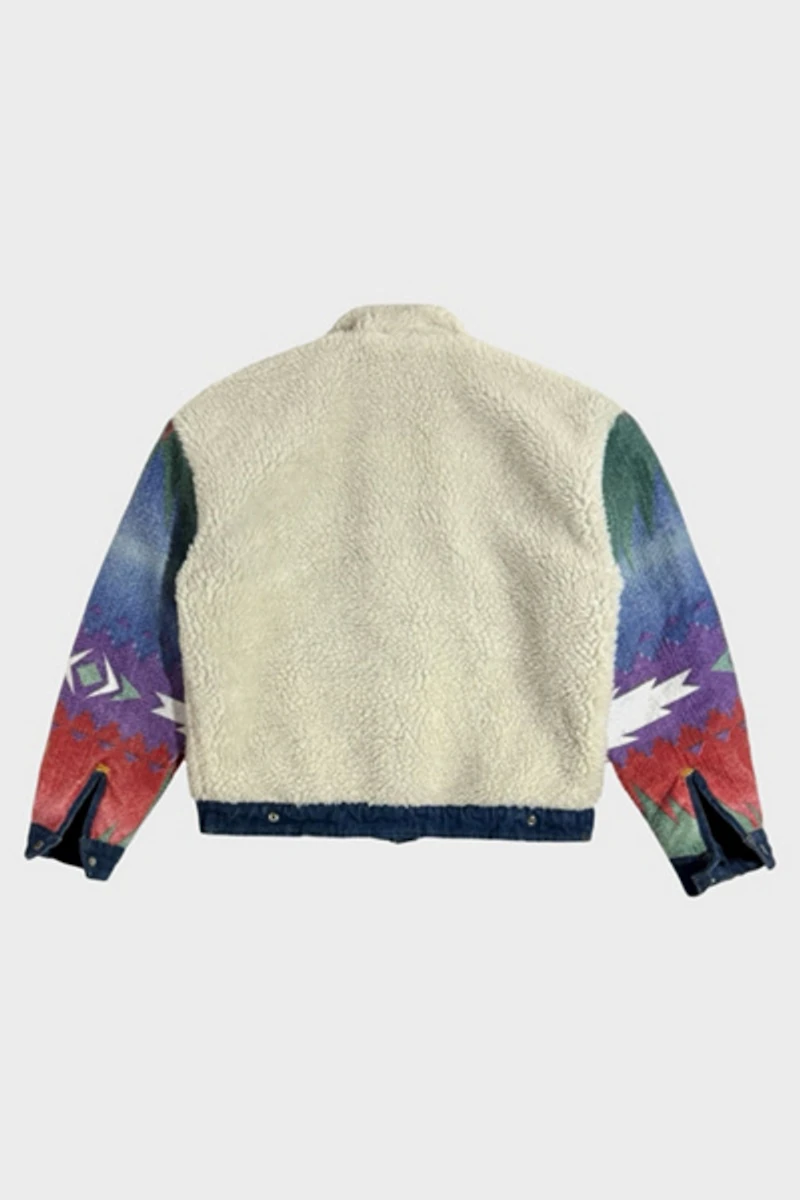 Vintage 1970’s Southwestern Reversible Sherpa Lined Denim Trucker Jacket