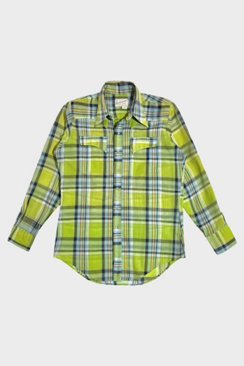 Vintage 1970’s Rockmount Ranch Wear Plaid Western Pearl Snap Shirt