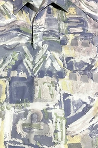 Vintage 1970’s Lilly Daché Pastel Brush Stroke Printed Shirt