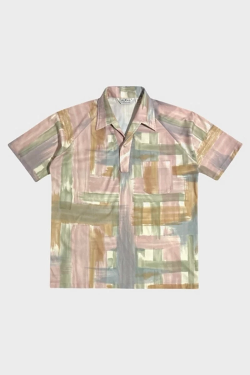 Vintage 1970’s Lilly Daché Pastel Brush Stroke Printed Shirt