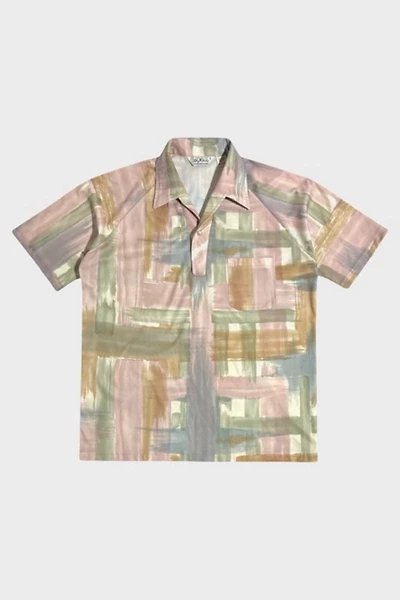 Vintage 1970’s Lilly Daché Pastel Brush Stroke Printed Shirt