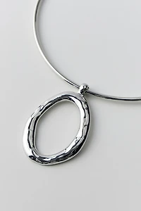 Olivia Oval Pendant Wire Choker Necklace