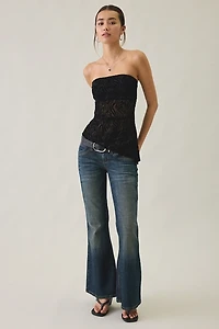 UO Afterparty Zebra Burnout Mesh Asymmetric Side-Slit Tube Top