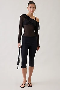 Kimchi Blue Ciara Mesh Asymmetric Ruffle Off-The-Shoulder Top