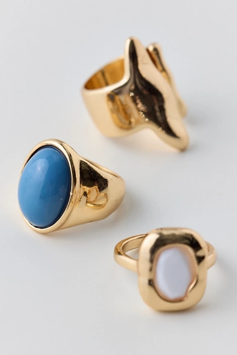 Chunky Stone Rings Set