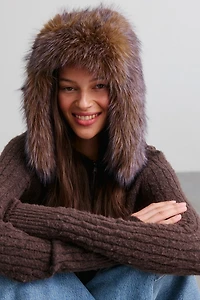Blue Tip Faux Fur Trapper Hat