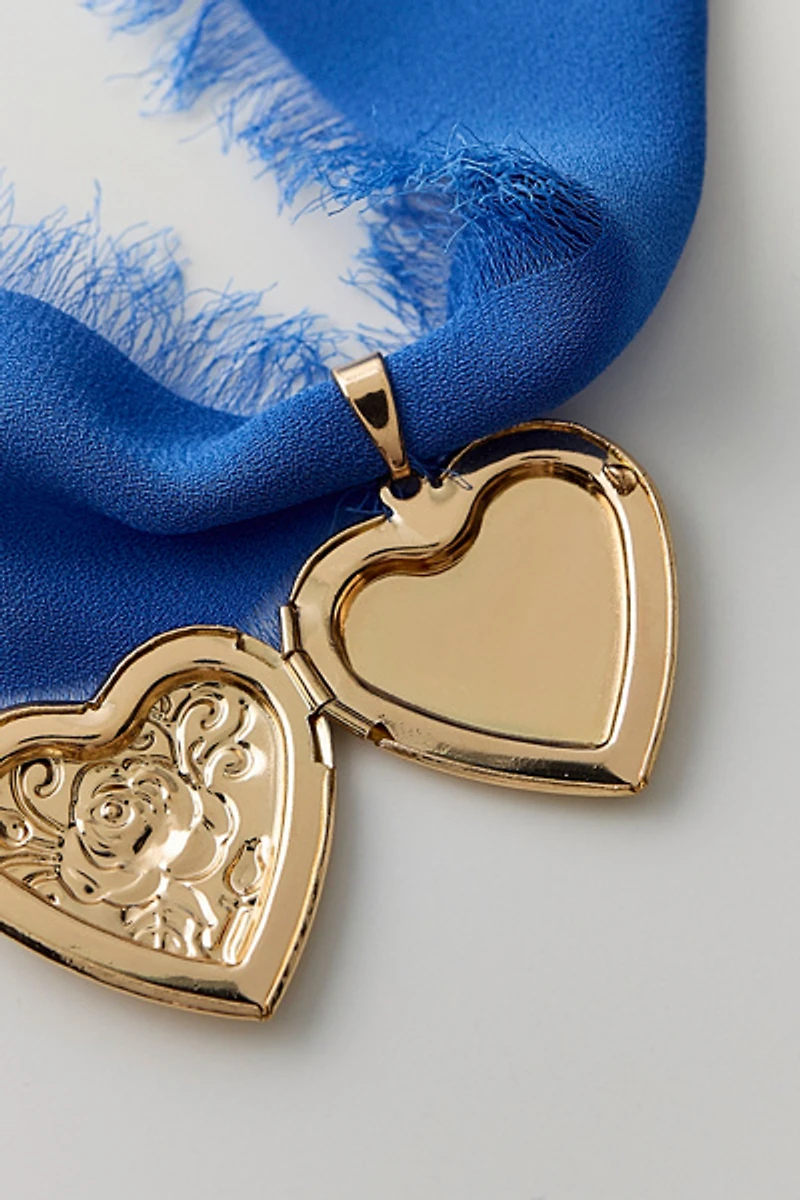 Eliza Heart Locket Ribbon Choker Necklace