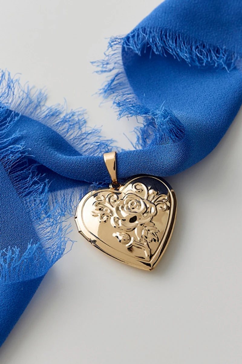 Eliza Heart Locket Ribbon Choker Necklace