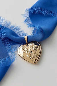 Eliza Heart Locket Ribbon Choker Necklace