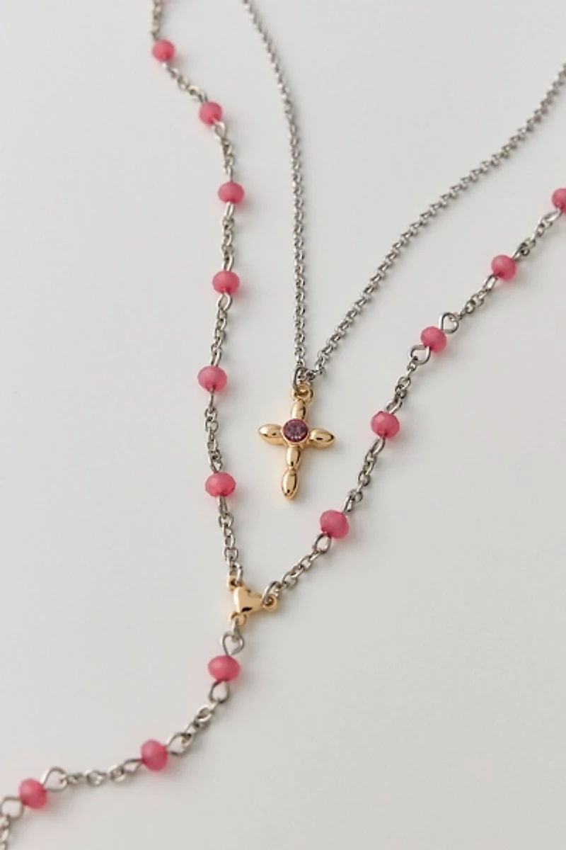 Cross Charms Layered Lariat Necklace