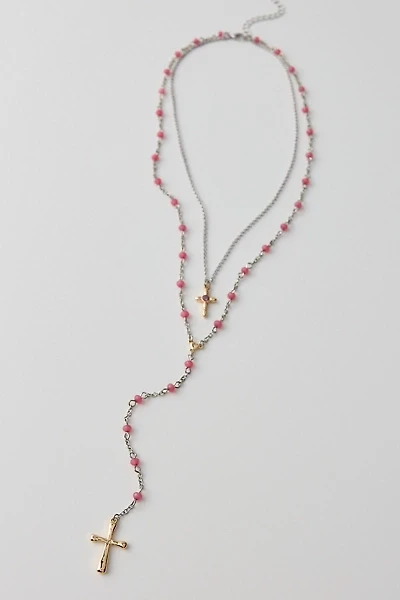 Cross Charms Layered Lariat Necklace
