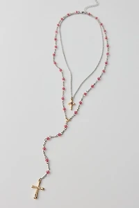 Cross Charms Layered Lariat Necklace