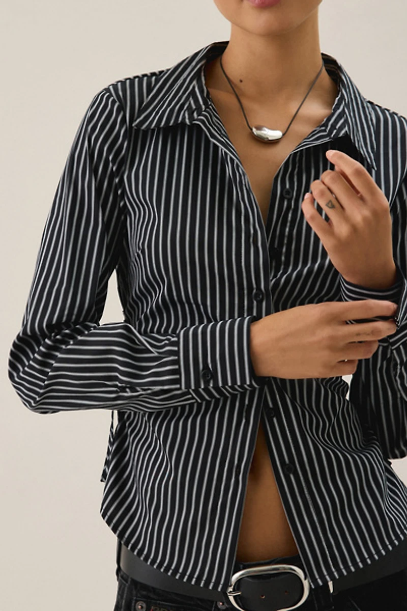 BDG Joanna Tailored Side-Tie Button-Down Shirt