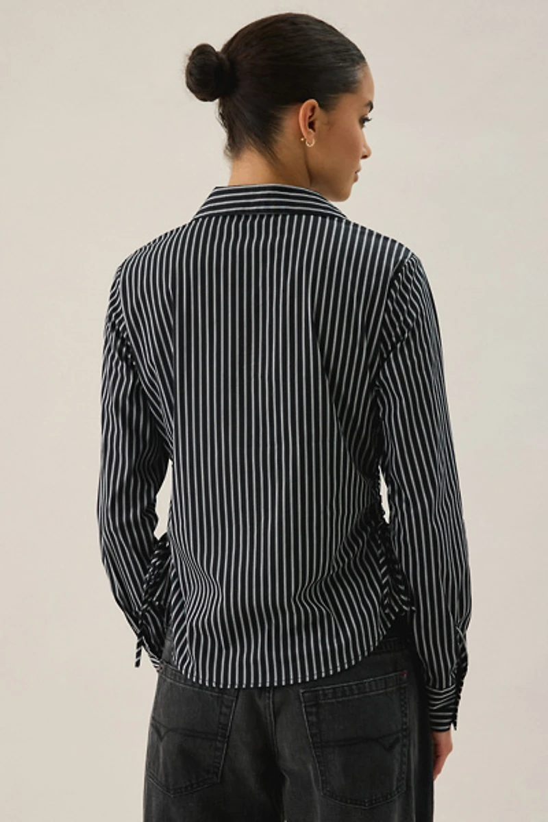 BDG Joanna Tailored Side-Tie Button-Down Shirt
