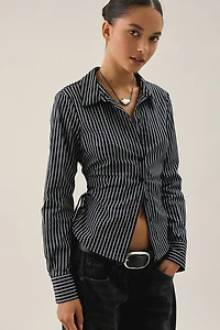 BDG Joanna Tailored Side-Tie Button-Down Shirt