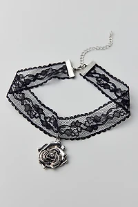 Lace Rosette Choker Necklace