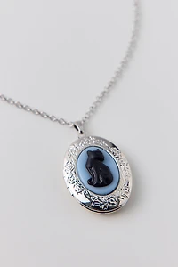 Black Cat Locket Necklace