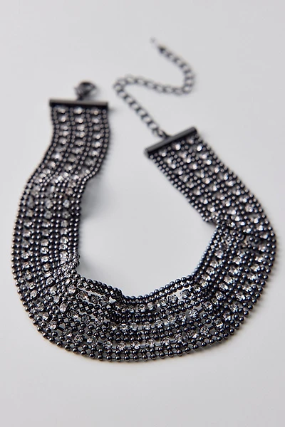 Blaine Rhinestone Metal Mesh Choker Necklace