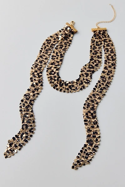 Cheetah Metal Scarf Necklace