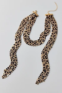 Cheetah Metal Scarf Necklace