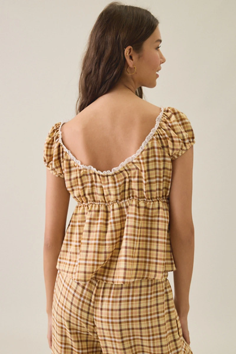 Dippin Daisys Mellow Puff Sleeve Henley Babydoll Top